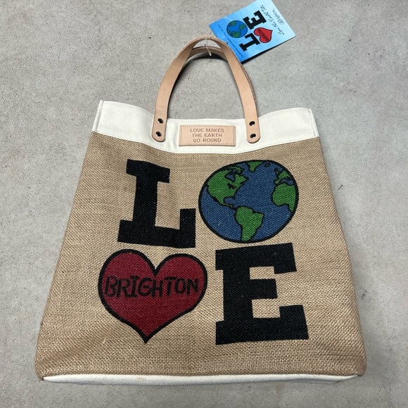 NWT BRIGHTON Love The Earth Jute Fiber Reuseable Tote Bag - Picture 1 of 7
